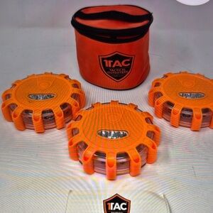 Orange LED Road Flares - 3 Pack with Carry Pouch